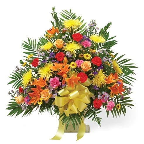 Multicolor Bright Sympathy Floor Basket at Send Flowers