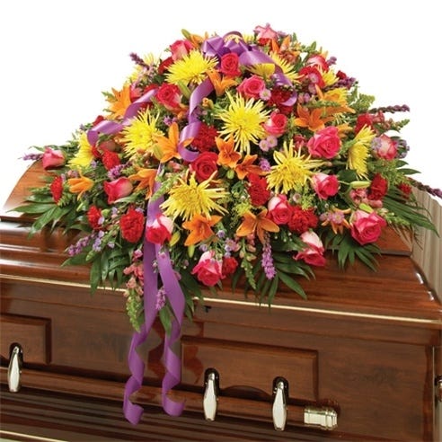 Multicolor Bright Mixed Flower Half Casket Cover