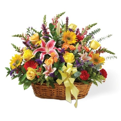 Multicolor Sympathy Arrangement In Basket