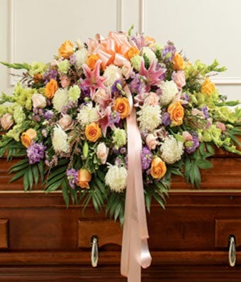 Multicolor Pastel Mixed Flower Full Casket Cover