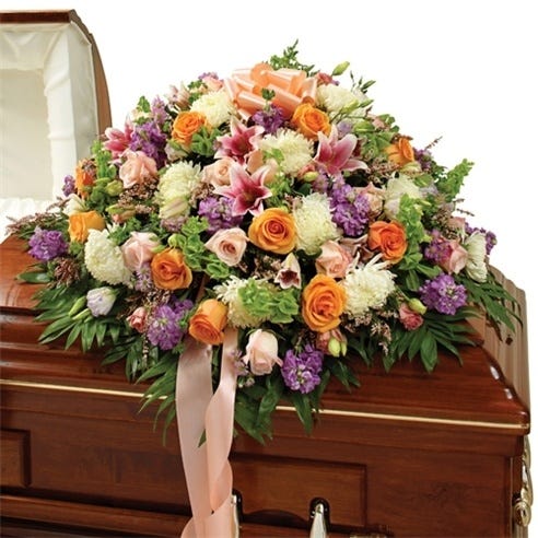 Multicolor Pastel Mixed Flower Half Casket Cover