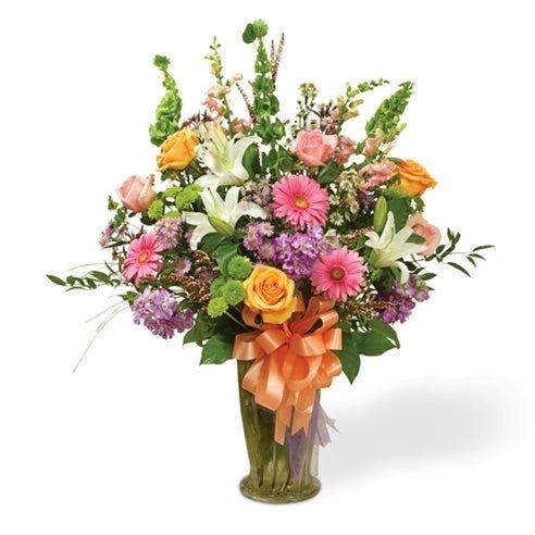 Multicolor Pastel Large Sympathy Vase Arrangement