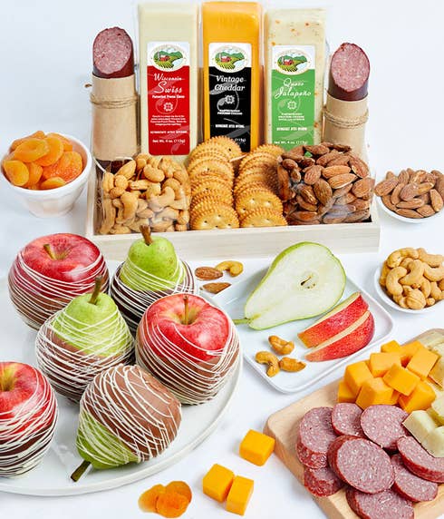 Premium Fruit, Cheese, Sausage, Crackers & Nuts Tray