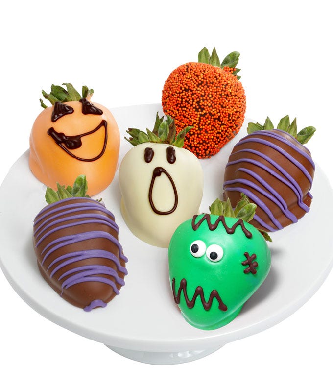 Chocolate Covered Halloween Strawberries - 6 Pieces