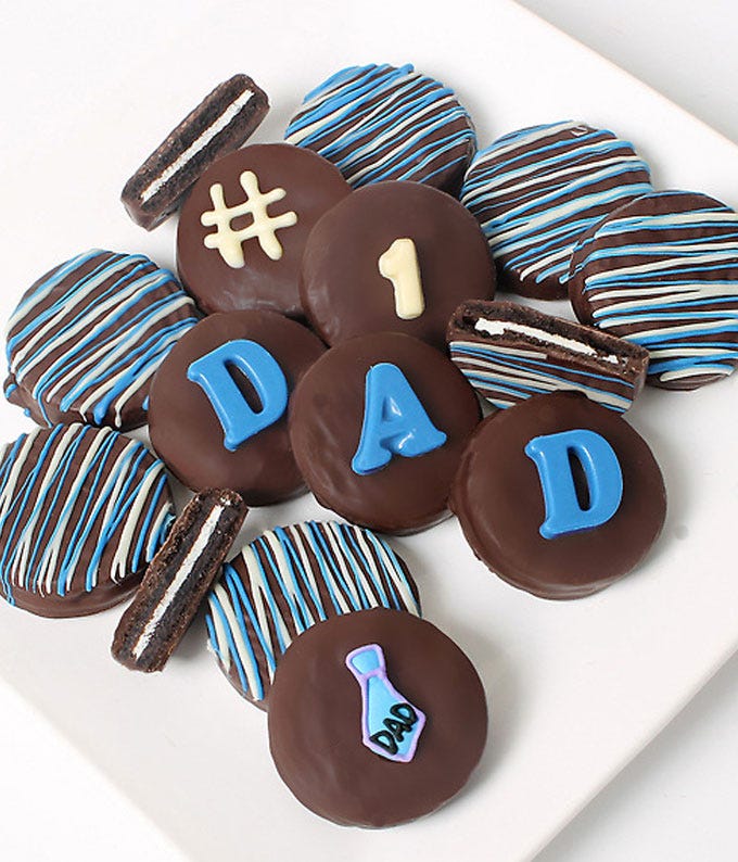 One dozen chocolate-covered Oreos with 
