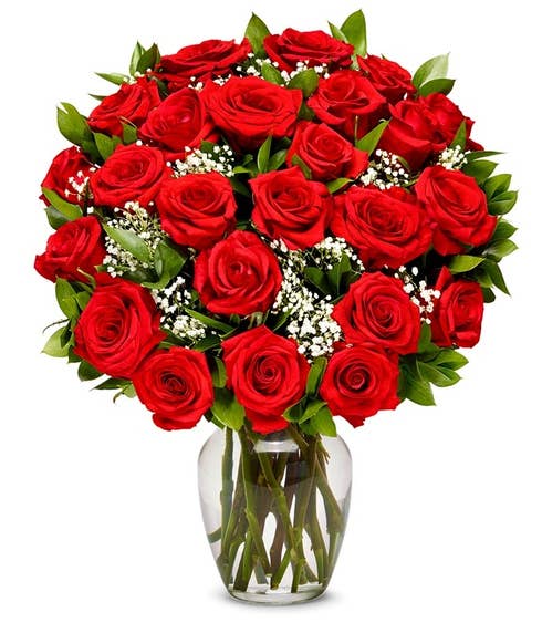 2 dozen long stem red roses in a box with a card, send 2 dozen red roses