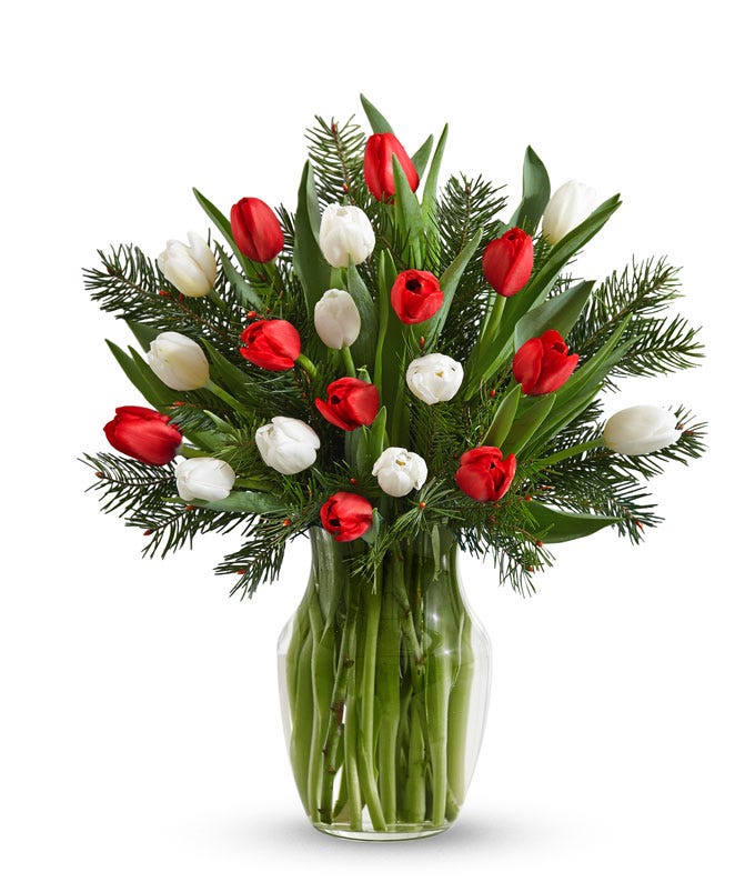 Luxury One and a Half Dozen Christmas Tulips at Send Flowers