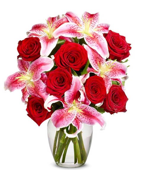 Stunning Stargazers and Roses Arrangement - Premium