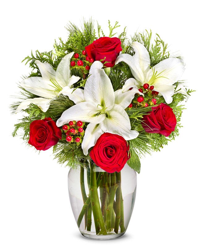 Fresh Christmas Lily Bouquet - Deluxe
