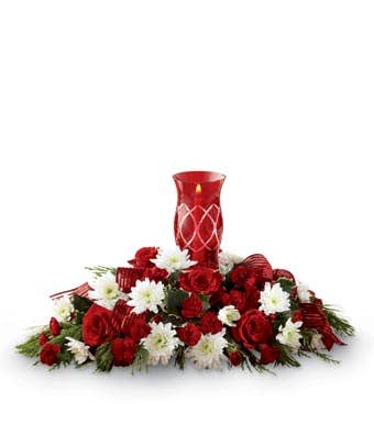 red lantern flower centerpiece for same day flower centerpiece delivery