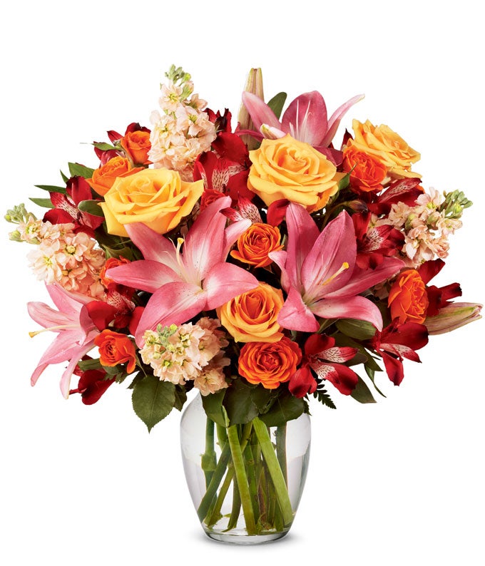 coral lily bouquet