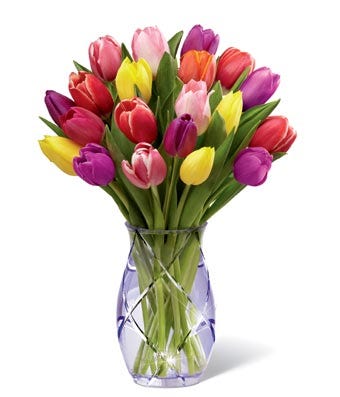 Rainbow tulip bouquet with cheap flowers and same day flower delivery