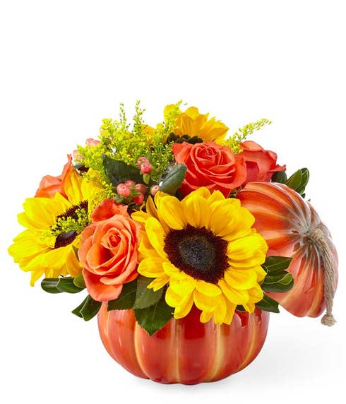Sunflower pumpkin bouquet arrangement