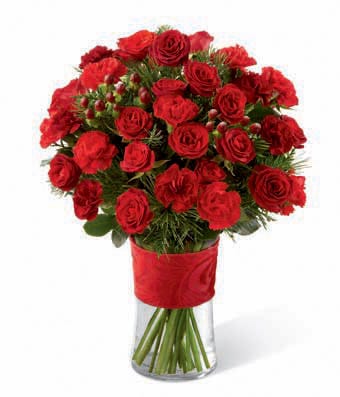 Red spray roses and carnations for delivery today by a florist