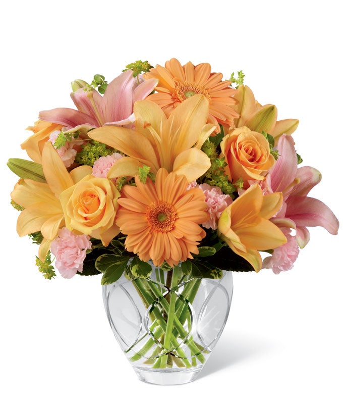 Best flowers for mom on mothers day mixed peach rose bouquet