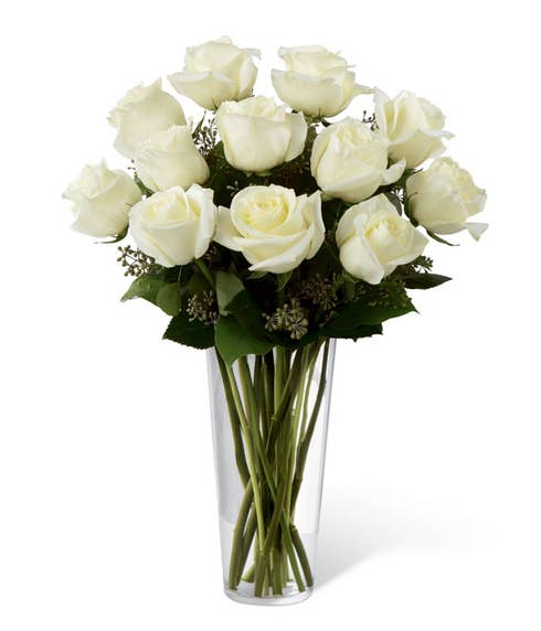 White long stem rose bouquet