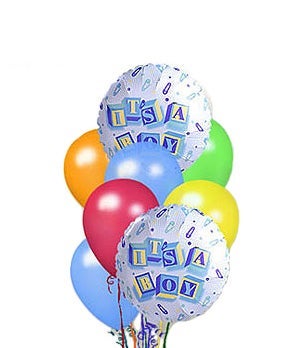 Two pieces Mylar It's a Boy Balloon and Six pieces Colorful Latex Balloons
