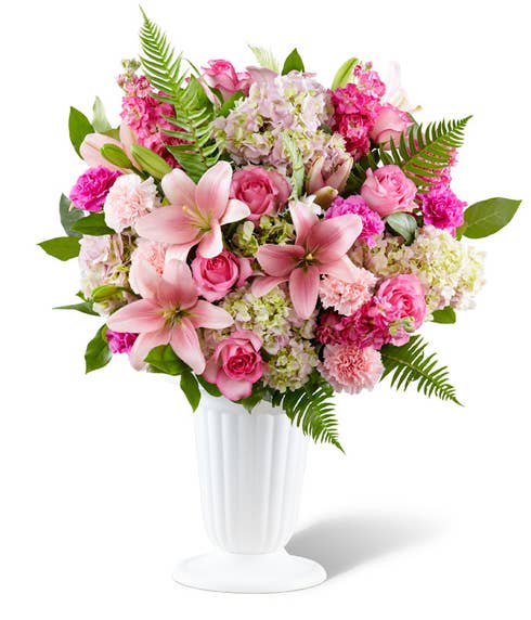 Sympathy flowers pink lily bouquet with cheap flowers, same day flowers