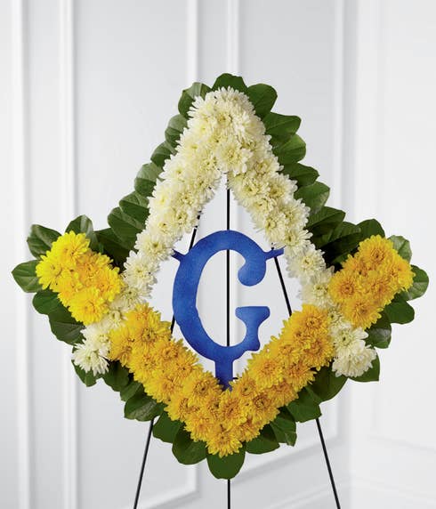 Mason funeral flowers standing spray delivered today, masonic flowers delivery