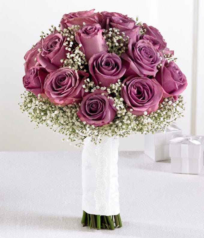 Lavender Rose & Baby's Breath Handheld Bouquet