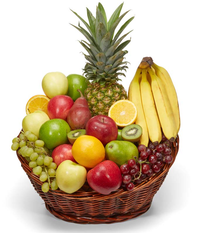 Assorted Fresh Fruits in a Woven Basket