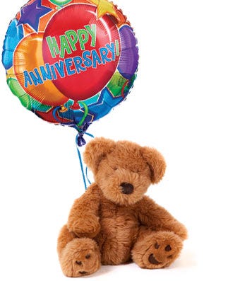 Same day teddy bear delivery from send flowers usa with happy anniversary balloon