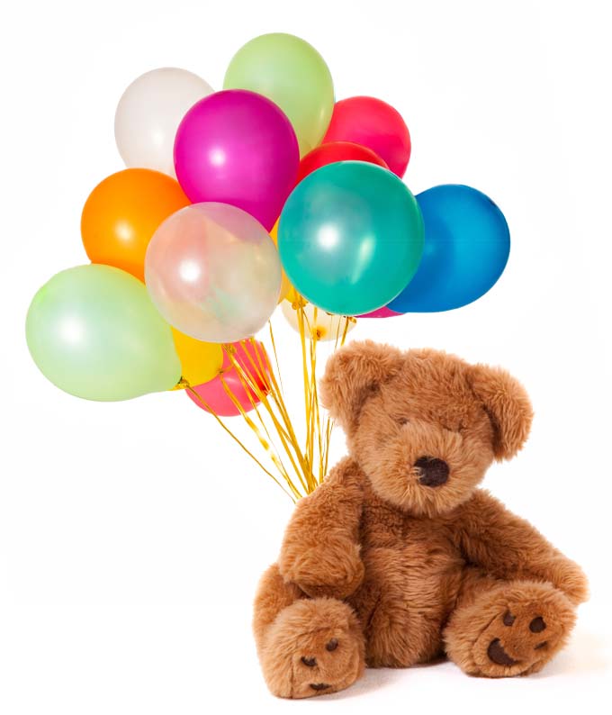 12 Pieces Assorted Latex Balloons with Plush Teddy Bear and Card Message