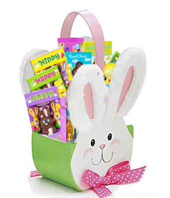 Easter bunny basket filled with candy