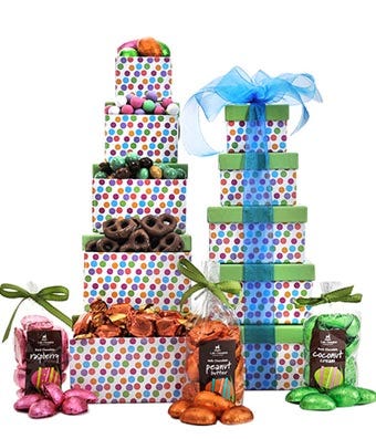 Gourmet gift basket delivery from send flowers with cheap presents tower