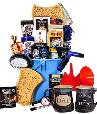 Father dad car wash gift basket delivery with chocolates, candy, popcorn and cookies