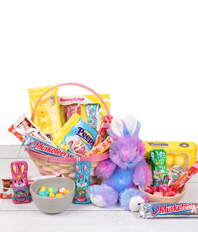 Happy Easter Candy and Plush Bunny Gift Basket