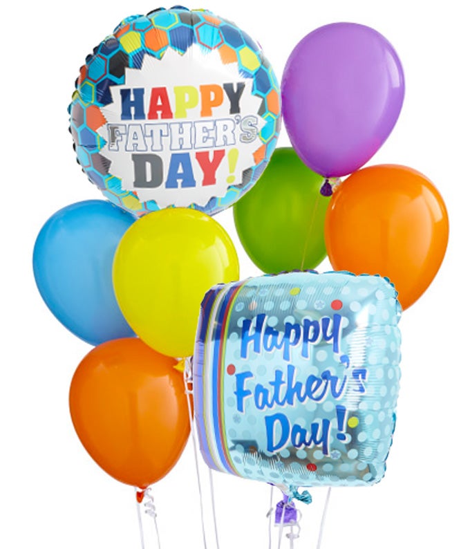 1 round Father's Day Balloon, 1 square Father's Day Balloon and 6 Latex Balloons in Various Colors