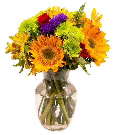 Mixed sunflower arrangement 