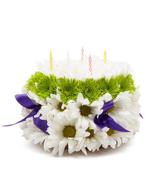 birthday flower cake arrangement