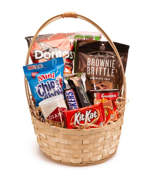 Junk food gift basket delivery from send flowers