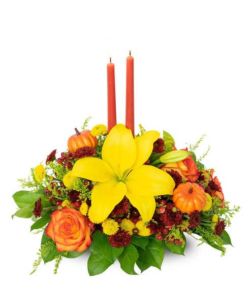 fall flowers candle centerpiece