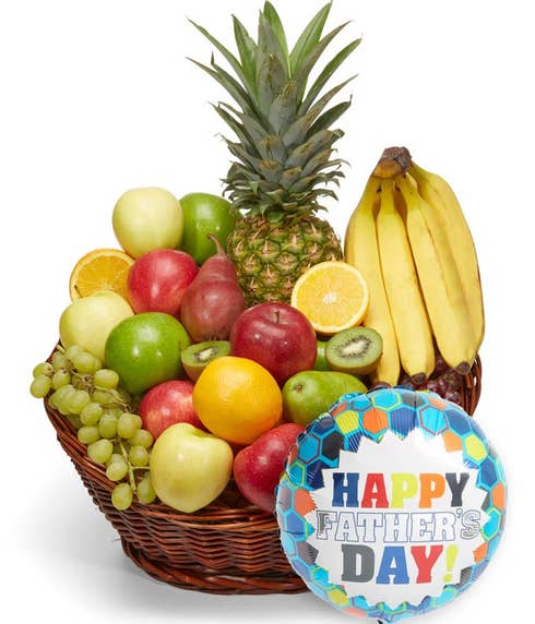 fathers day gift basket, fathers day fruits gift basket delivery with balloon