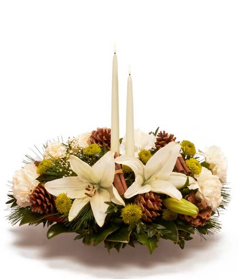 White lily holiday centerpiece