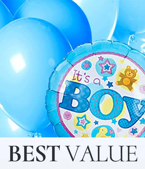 new baby boy gift delivery same day with baby boy balloons bouquet and bunch