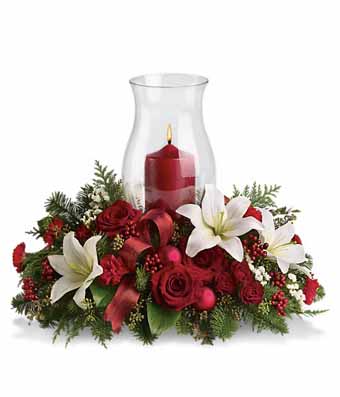 Red rose centerpiece and floral centerpiece from send flowers online