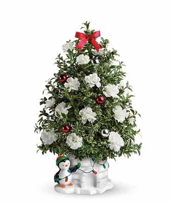 Christmas tree bouquet with cheap flowers, order same day flowers