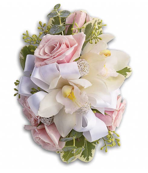 Pink flower corsage delivery of prom, formal and wedding flowers