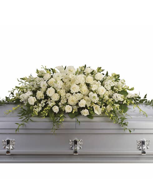 White standing spray, casket flowers and casket sprays online at send flowers