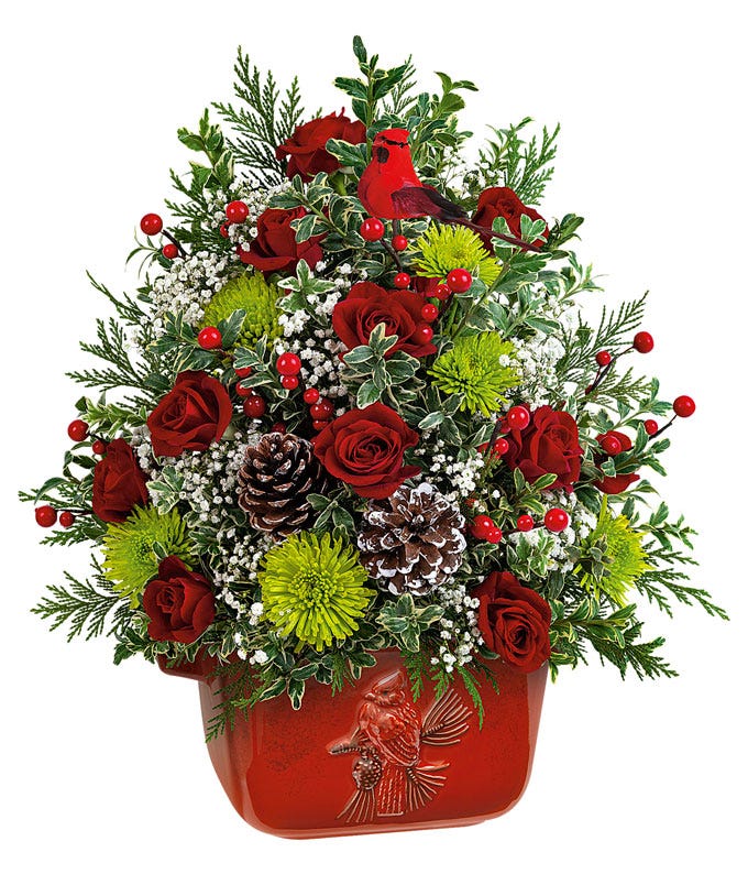 Festive Fir & Red Roses Tree