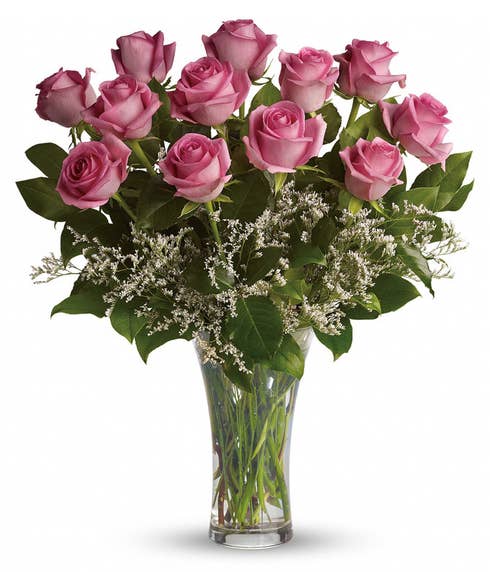 long stem pink rose bouquet 