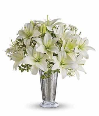 White lily bouquet with white lilies and cheap flowers from sendflowers