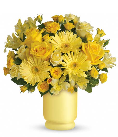 Cheap flowers delivery at SendFlowers, in this yellow roses & cheap flowers bouquet