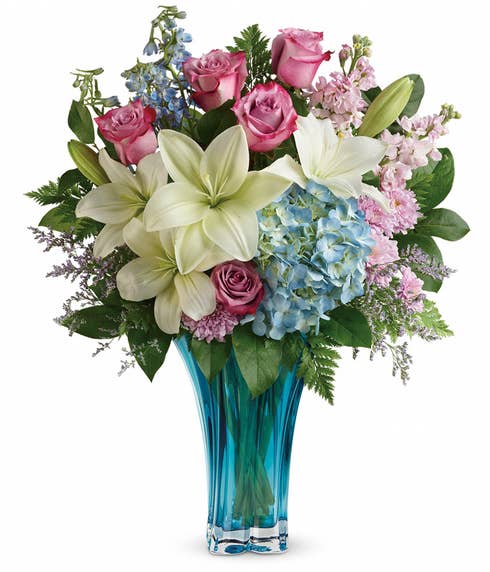 Premium flower bouquet and premium flowers in an ocean flower bouquet