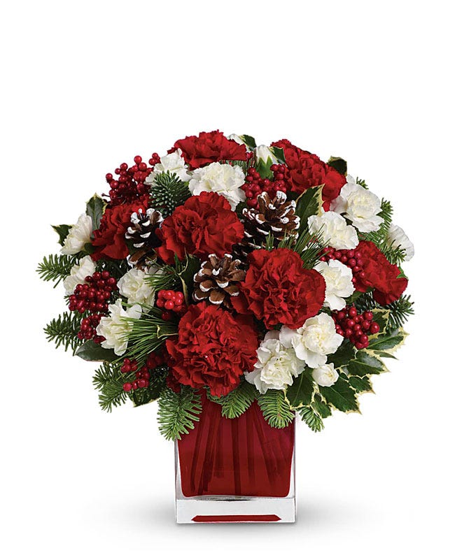 Best winter white flowers and red and white carnations winter bouquet 