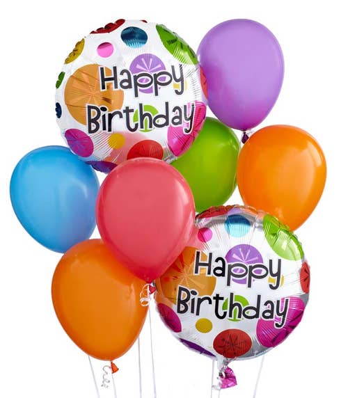 Colorful birthday balloon bouquet